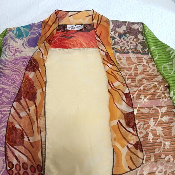 Sterling Styles 100% Artsilk One Size Jacket Kimono Open Multicolor Floral - Picture 3 of 16